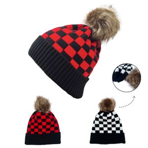 Vrouw Wollen Hoeden Winter Warm Pom Paardenstaart Mutsen Kerst Plaid Gebreide Hoeden Thuis Volwassen Paardenstaart Hoed