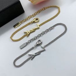 Vrouw Y Letter Hanger Roestvrij staal Geplaatste goud Sier Charmel Bracelet Dames ingelegde kristalontwerper armbanden sieraden voor dagelijks