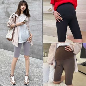 Femme Yoga Pantalon Legging enceinte maternité Summer Sharkskin Tissu Femme Fime Black Sport skinny Sport haute taille Fiess Shorts F240522