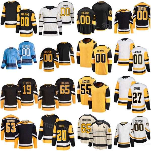 Femme Jeune Homme Hockey 65 Erik Karlsson Jersey 19 Reilly Smith 20 Lars Eller 63 Radim Zohorna 27 Ryan Graves 55 Noel Acciari 87 Sidney Crosby Classics Heritage Team