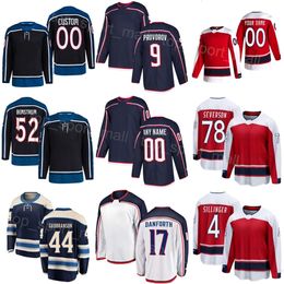 Femme Jeune Homme Hockey 9 Ivan Provorov Jersey 17 Justin Danforth 4 Cole Sillinger 78 Damon Severson 52 Emil Bemstrom 44 Erik Gudbranson Reverse Retro Black Navy