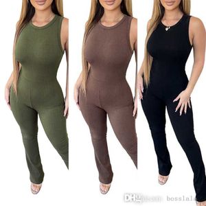 Domans jumpsuits Designer Solid Rompers Sexy mouwloze zipper slanke hoge taille bodysuit zomer capris broek toevoegen xs maat