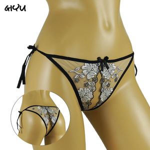 Dames Sex Slipje Plus Size Erotische Bloemen Crotchless Thong Open Kruis Onderbroek Porno Slips Zie Hoewel Ondergoed Tanga's Wo310O