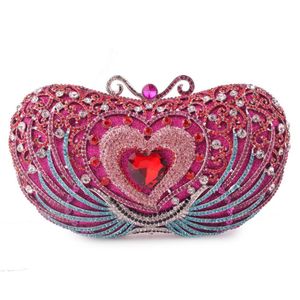 Femmes coeur forme cristal pochette sac à main sacs de soirée étui rigide mariage Cocktail Brida métal minaudière sacs à main femme sacs cadeaux 240223