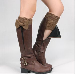 Moda de mujer Invierno Cálido Bowknot Crochet Calcetines de bota de punto Calentadores de piernas Calcetines para mujer Señora Calcetín cálido informal suave Venta al por mayor 6 colores