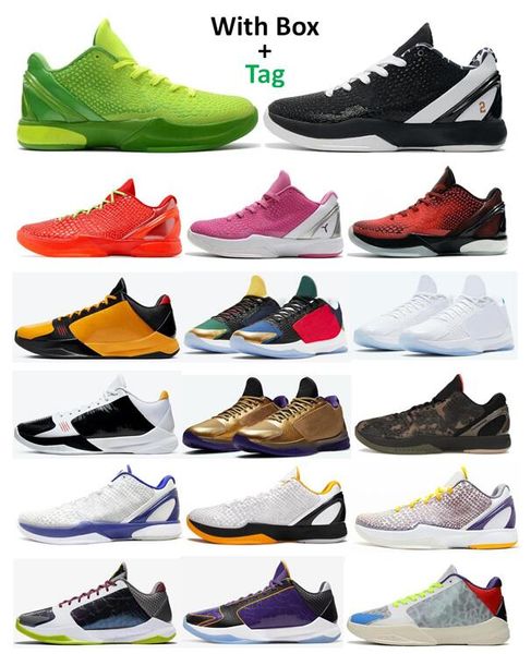 Mamba 5 et 6 Protro Bruce Lee Grinch Mambacita Basketball Chaussures Men Inverse Grinch Pensez aux lakers roses Prelude What If Tucker Hall of Fame Big Stage Chaos la Sneakers