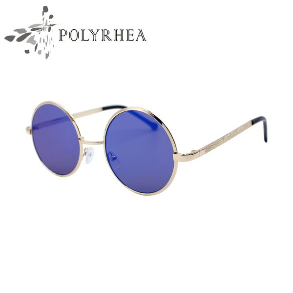 Lunettes de soleil rondes pour femmes, Vintage, métal réfléchissant, tendance circulaire, marque de styliste, monture avec boîte et étuis