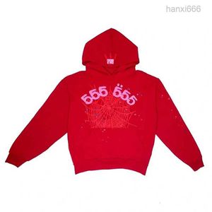 Dames 1 Beste kwaliteit Bladerdeegprint met capuchon Sp5der 555555 Engelnummer Rode Kleur Web Sweatshirts Trui