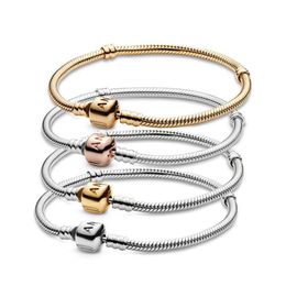 Femmes 100% 925 Sterling Silver Charm Bracelets Fit Pandora Perles Charmes Serpent Chaîne Bracelet Lady Cadeau Avec Boîte D'origine