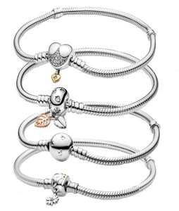 Femmes 100% 925 Sterling Silver Charm Bracelets Fit Perles Charms DIS Serpent Chaîne Bracelet Lady Cadeau Avec Boîte Originale Pour Lady Fiançailles Anniversaire2651727