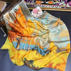 Femmes 100% NATURELLE SCARF DE SILK Square 110x110cm Scharpes Mulberry Châles Hijab Head Bandana Spring Summer Automne 240410