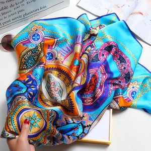 Femmes 100% réelle écharpe carrée de soie imprimée Bufanda Mujer Hangzhou Pure Sécroquettes du cou en soie