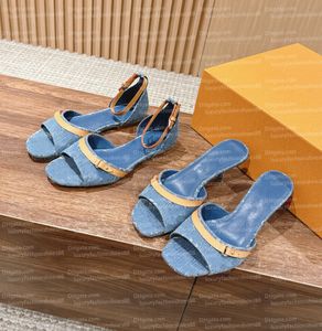 Femmes 10A Top Qualité Classique Denim Designer Sandales De Luxe Mode Talons Hauts Sandale De Plage D'été Marque Chaussures Occasionnelles Dernière Robe Chaussure Sandel Taille 35-41 Avec Boîte