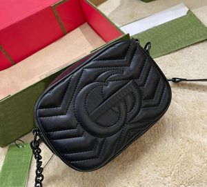 Femmes 18CM Marmont luxes designers sacs 446744 sacs à main en cuir véritable chaîne noire messager cosmétique Shopping sac à bandoulière fourre-tout dame portefeuille sac à main