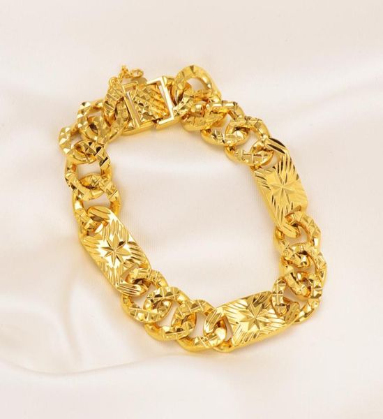 Bracelet manchette large en or jaune massif 18 carats pour femmes, lien en métal, forme étoilée, Urban99779881846367