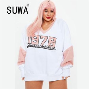 Dames 1978 Brief Gedrukt Hoodies Sweatshirt Herfst Winter Lange Mouw Pullover Retro 90s Top Groothandel Plus Size Kleding 210525