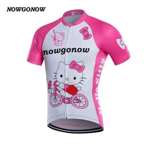 Vrouwen 2017 wielertrui AK kleding fiets dragen sterk roze mooie fiets NOWGONOW MTB road team rit tops shirt grappige maillot235J