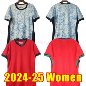 Femmes 2024 25 Kit de maillots de football portugais Ronaldo Joao Felix Home Football Shirt Bernardo Camisa de Futebol Set Girl S-2xl