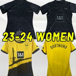 Femmes 23/24 HAALAND DORTMUND maillots de football 2023 2024 REUS NEONGELB BELLINGHAM HUMMELS BRANDT REYNA BRANDT chemise de football de danger Noir
