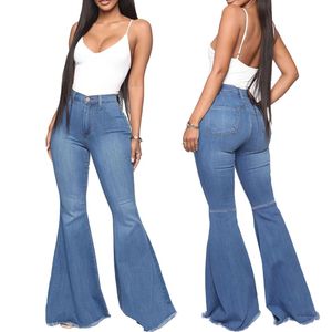 Femmes élastique taille haute coupe ajustée Denim poche bouton 2023 décontracté coupe botte pantalon jean femmes bouton droit évasé