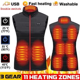 Chaleco calefactable para mujer, 9 zonas, chaquetas eléctricas con calefacción, ropa deportiva para mujer, abrigo calefactable, abrigo térmico de grafeno, chaqueta calefactora USB para acampar 240110