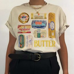 Vrouwen 90s retro grafische t-shirts grappige boterliefhebber t schattig foodie tee shirt unisex vintage grunge esthetische kleding