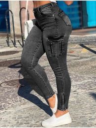 Vrouwen jaren 90 Y2K Patchwork Wide Leg Mom Jeans Vintage Dweilen Broek Casual Streetwear Boyfriend Denim Jeans Big Pocket Cargo Broek 240201