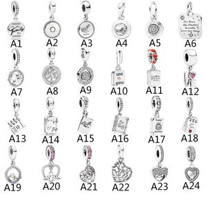 Femmes 925 Argent Perles en vrac Design de mode Charmes Fit Bracelet Pandora Moment Pendentif Coeurs Gemstone Lady DIY Bijoux avec sac d'origine