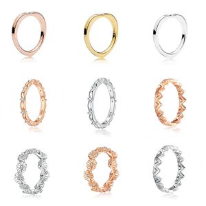 Vrouwen 925 Sterling Zilveren Ringen Rose Goud DIY Bloem Kroon Hartvorm Vinger Ring voor Bruiloft Sieraden