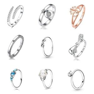 Dames 925 Sterling Zilveren Ringen Rose Gold Queen Crown DIY Ronde Crystal Ring voor Bruiloft Sieraden