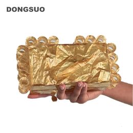 Dames Acryl Box Avond Clutch Bags Voor Bruiloft Luxe goud zwart zilver ivoor Portemonnees en handtassen Designer Hoge kwaliteit 240113