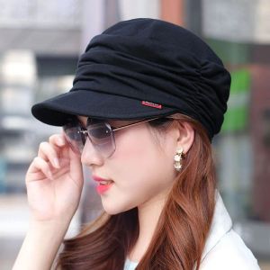 Vrouwen verstelbare hoed korte rand warm vouwbare oordlap vaste kleur dop voorjaar tulband vizier hoed dagelijkse zonneschade hoofdkleding kleding