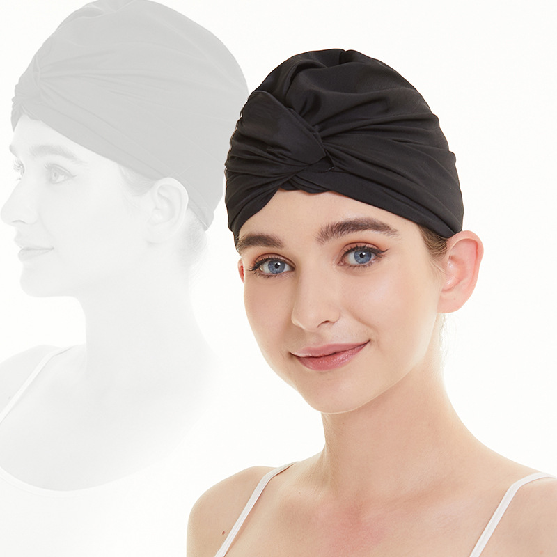 Mulheres Capace de tampa de natação ajustável Chapéu de banho Proteja os cabelos longos orelhas de turbante Fabriche Helterwar