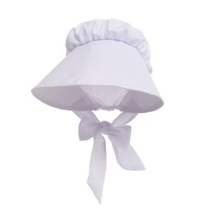 Femmes Adulte Coton Bonnet Chapeau Costumes Victorien Soleil Pionnier Colonial Pèlerin Prairie Surdimensionné Blanc Noir Vintage Maid Cosplay H267R