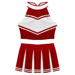 Femmes adultes pom-pom girl uniforme performance tenue pom-pom girl compte top mini jupe plipe d'écolière japonaise costume cosplay