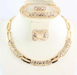Conjunto de joias femininas com miçangas africanas, colar de cristal cz, brinco, pulseira, conjunto de joias, acessórios de declaração de cor dourada 2107066025157