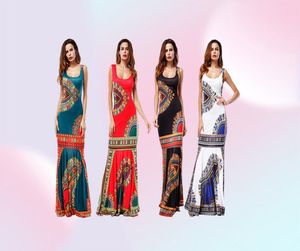 Mujeres africanas Dashiki Maxi Vestido Africano Bazin Rente de estampado Vestidos largos tradicionales Damas de talla grande Vestido de playa Slim7885939