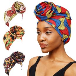 Femmes africain floral imprimé ankara chapeau de chapeau dames grosses fleuris chair perte cancer capuche cancer satin linned beanie headscarf capuchon