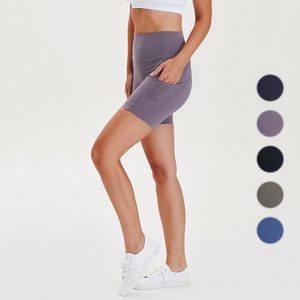 Femmes Aligner Leggings Vêtements de créateurs d'été Shorts de yoga Poche latérale Nude Pantalons de survêtement taille haute Hip-hop Fitness Sports