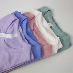 Las mujeres alinean las camisetas ajustadas atractivas de la yoga Las mujeres saltan las tapas Elástico alto Transpirable Running Top Secado rápido Sin costuras Casual Sport-Cycling Gym Wear Ropa de mujer Lulus LL