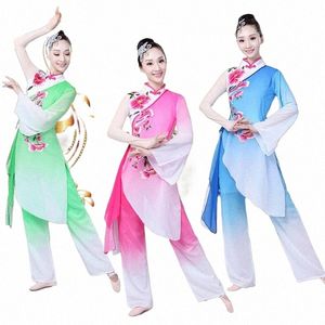Vrouwen en meisje Yangge Klassieke dans s elegante sg pakken volwassen Chinese fan dans natial dansvoorstelling kleding X5Mt #