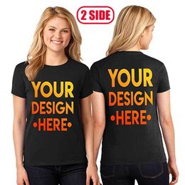 femmes et hommes bricolage coton t-shirt t-shirt décontracté votre propre conception pour deux côtés image t-shirt personnalisé 220614