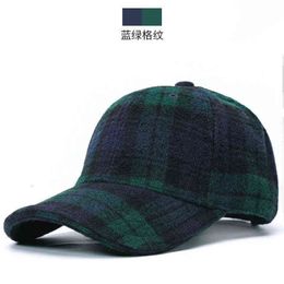 Vrouwen en Mannen Winter Buiten Warm Vilt Petten Vader Casual Dikke Pet Volwassen Plaid Wol Baseball Hoeden 55-62cm 220111239q