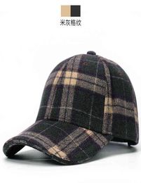 Femmes et hommes hivernaises à l'extérieur chaud en feuilles de pointe de pointes papa papa décontracté casquette adulte plaid de baseball en laine de baseball 5562cm 2201115008492