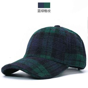 Vrouwen en Mannen Winter Buiten Warm Vilt Petten Vader Casual Dikke Pet Volwassen Plaid Wol Baseball Hoeden 55-62 cm 220111