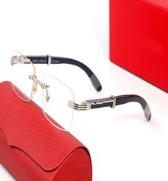 Lunettes de soleil de créateurs de femmes et hommes Polarize Square Rimless Texture Mirror Wooden Baffalo Horn Lunes Tran4774351