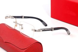 Dames en Heren Designer Zonnebrillen Luxe Carti Brillen Polariseren Vierkant Randloze Textuur Spiegel Houten Baffalo Hoorn Bril Transparant Ey