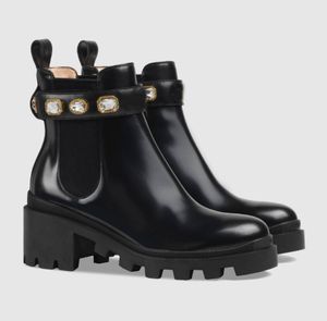 Dames enkel laars lug sole martin laarzen luxe mode booties trip echt lederen enkel-boot vatje zwarte designer jurk jurk feestje bruiloft cadeau