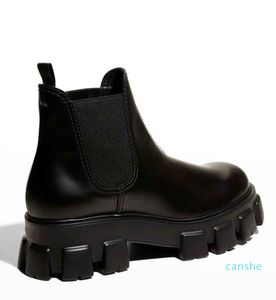 Botines de mujer Monolith botas de cuero cepillado plataforma suela mujer zapatos de tacón de diseñador zapatos de cuero negro para exteriores 35-41