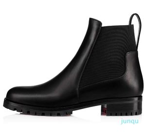 Bottines pour femmes en cuir véritable noir avec rivets bas chaussures en caoutchouc rouge Capahuttas escarpins à plateforme en cuir